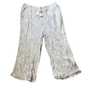 BP Linen White/Blue Striped Capri Pants Size XL